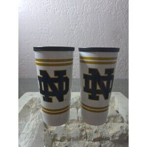(2) Pack Notre Dame Fighting Irish  10 Oz. Plastic Coffee Travel Tumbler NO LIDS
